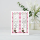2 Boek Marks Pink Sock Monkey Argyle Uitnodiging Briefkaart (Staand voorkant)