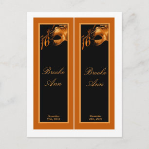 2 Boek Marks Sweet 16 Oranje Black Party Uitnodiging Briefkaart