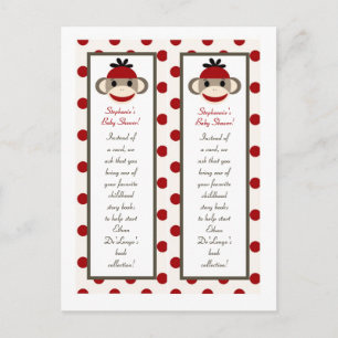 2 Boekmerken Red Sock Monkey Uitnodiging Briefkaart