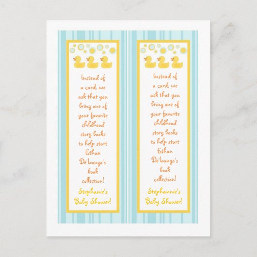 2 Boekmerken Rubber Ducky Bubbles Uitnodiging Briefkaart (Voorkant)