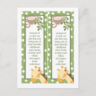 2 Book Marks Safari Oerwoud Giraffe Monkey Green Briefkaart