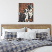 2 Boston Terriers en Franse Bulldog Canvas Afdruk (Insitu (Slaapkamer))