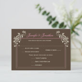 #2 bruine roze roze roze roze rozenzwriemen RSVP Kaartje (Staand voorkant)