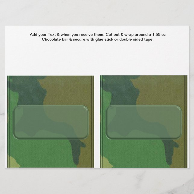 2 Camouflage Birthday Custom Snoep Bar wrappers (Voorkant)