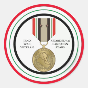 2 CAMPAGNE STERREN IRAK OORLOGSVETERAAN RONDE STICKER