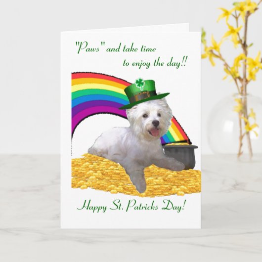 2. Carte de st patrick de Westie (Fleur jaune)