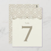 #2 Cartes de table Crème Tan Ivory Damask Swils (Devant / Derrière)