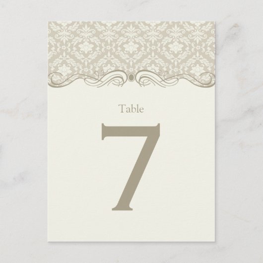 #2 Cartes de table Crème Tan Ivory Damask Swils (Devant)