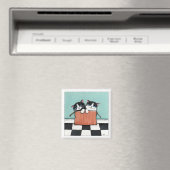 2 chats Tuxedo dans une boîte | Magnet d'art (In Situ (Lave-vaisselle))