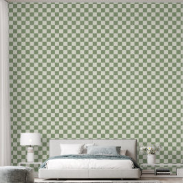 2"Checkerboard Sage Groen & Ivoor Wit Behang