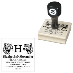 2 Cheetah Kop SQ Koppel Naam Init Retouradres Rubberstempel