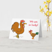 2 CHICKENS DIE HUN WISHES=WEDERZIJDSE BIRTHDAY CLU KAART (Gele Bloem)