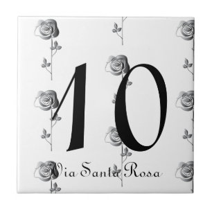 2-cijferig nummer 3D-Rozen huisnummer en straat Tegeltje