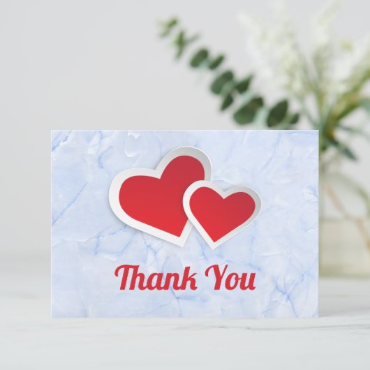 2 Coeurs de papier rouge avec Merci frontière blan (Debout devant)
