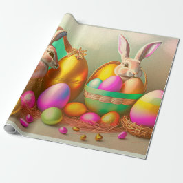 2 Collectie voor paasBunny en gouden eieren Cadeaupapier