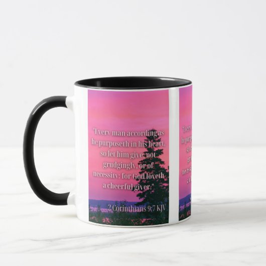 2 Corinthiens 9:7 KJV Bible Verse Mug à deux tons (Gauche)