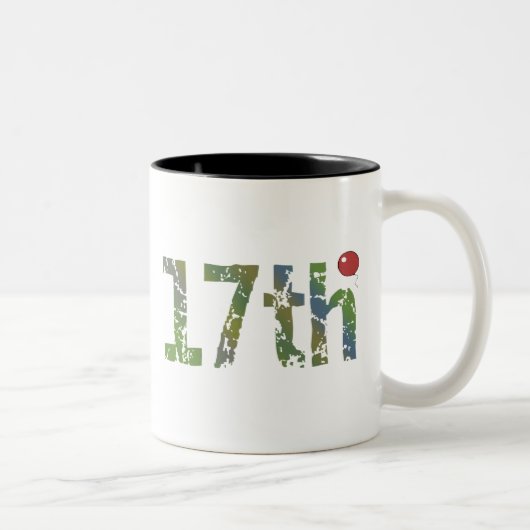 2 Couleurs 17ème Tasse de cadeaux d'anniversaire (Droit)