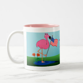 2 Couleurs 4 juillet tasse drôle de Flamant rose