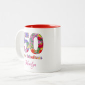 2 Couleurs 50 et fabuleuse fête d'anniversaire tasse de café (Devant gauche)