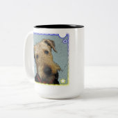 2 Couleurs Aimez ma tasse d'Airedale (Devant gauche)