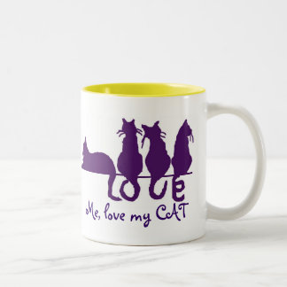 2 Couleurs Aimez-moi, aimez ma tasse du chat 15oz