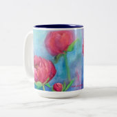 2 Couleurs Alaskan Peonies tasse de café 15oz (Devant gauche)