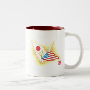 2 Couleurs Amitié Japon-États-Unis de ~ de ton de la tasse 