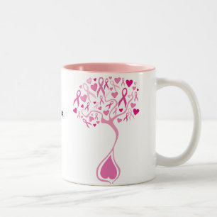 2 Couleurs Arbre rose personnalisé de tasse de cancer du sei
