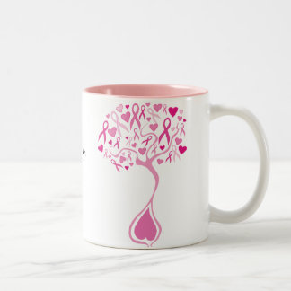 2 Couleurs Arbre rose personnalisé de tasse de cancer du sein