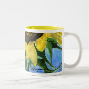2 Couleurs Art d'aquarelle de tasse de peinture du tournesol