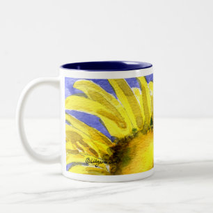 2 Couleurs Art de peinture d'aquarelle de tasse du tournesol