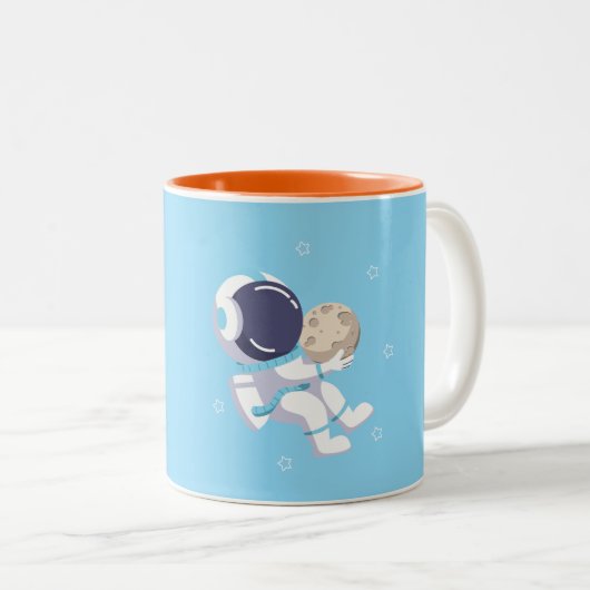 2 Couleurs Astronaute Bleu Clair - Tasse (Devant droit)