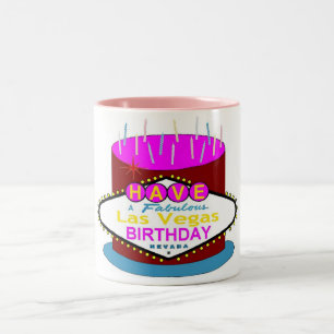 2 Couleurs Ayez une tasse fabuleuse de gâteau d'anniversaire