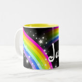 2 Couleurs Badine la tasse nommée faite sur commande noire (Devant gauche)