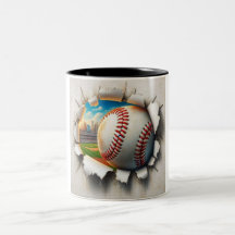 Baseball à travers tasse de verre