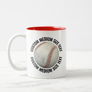 2 Couleurs Baseball & Texte Moyen RED Tasse 330ml Personnalis