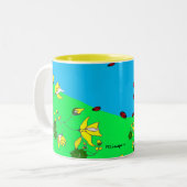 2 Couleurs Beagle sur la tasse de colline (Devant gauche)