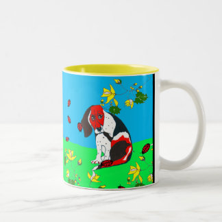 2 Couleurs Beagle sur la tasse de colline