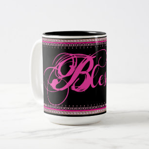 2 Couleurs Béni ! Tasse à café (Rose/Noir)