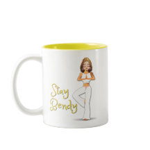 Blanc de tasse de yoga avec le jaune