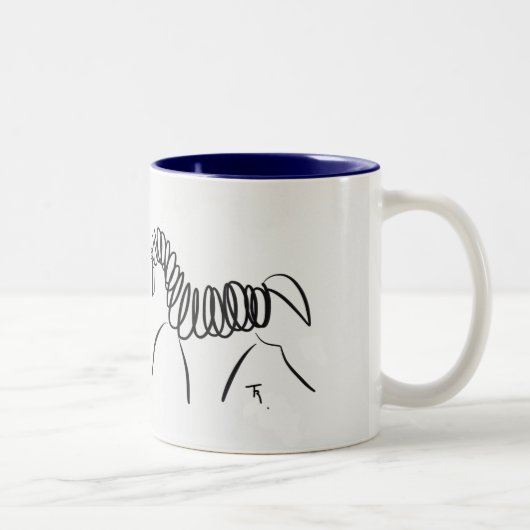 2 Couleurs Bleu de tasse de cheval de dressage (Droit)