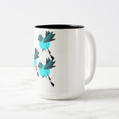 2 Couleurs Bleu Oiseaux tasse de café (Devant droit)
