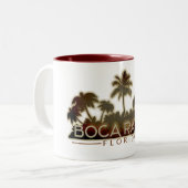 2 Couleurs Boca Raton Florida palmier lettre café tasse (Devant gauche)