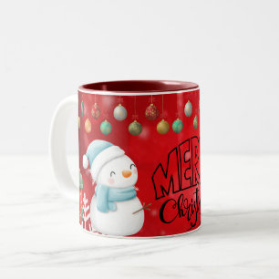 2 Couleurs bonhomme de neige, joyeux noël tasse à café