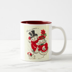 2 Couleurs Bonhomme de neige vintage et tasse de Snowwoman