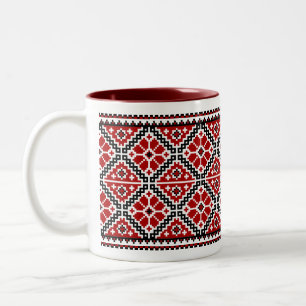 2 Couleurs Broderie ukrainienne (vyshyvanka) tasse rouge