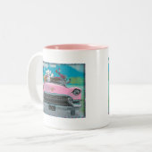 2 Couleurs Canicule rose Cadillac Retro Tasse à imprimer (Devant gauche)