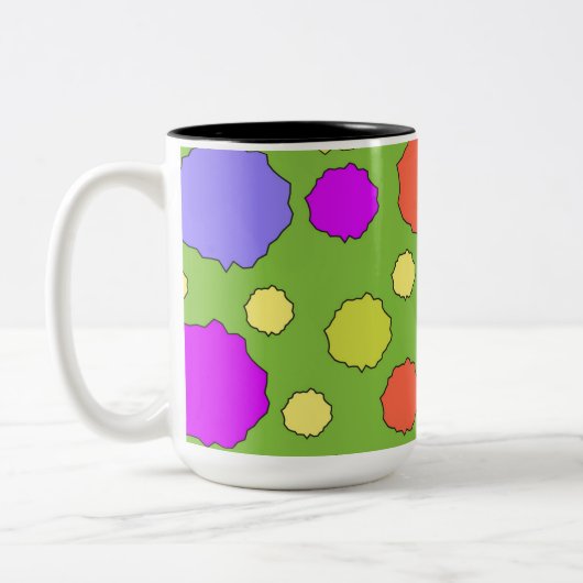 2 Couleurs Cercles funky rétro et géométrique sur une tasse (Gauche)