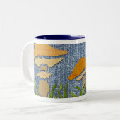 2 Couleurs Champignons sur la tasse de denim (Devant gauche)