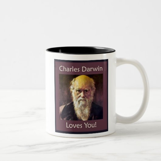 2 Couleurs Charles Darwin vous aime ! tasse (Droit)